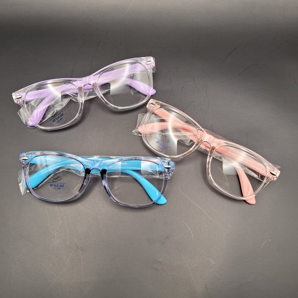 3 Pack Kids Non-Prescription Blue Light Blocking Glasses for Girls/Boys